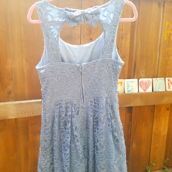 Modcloth Blue Lace Tulle Cutout Back Dress 11 - Picture 2 of 8